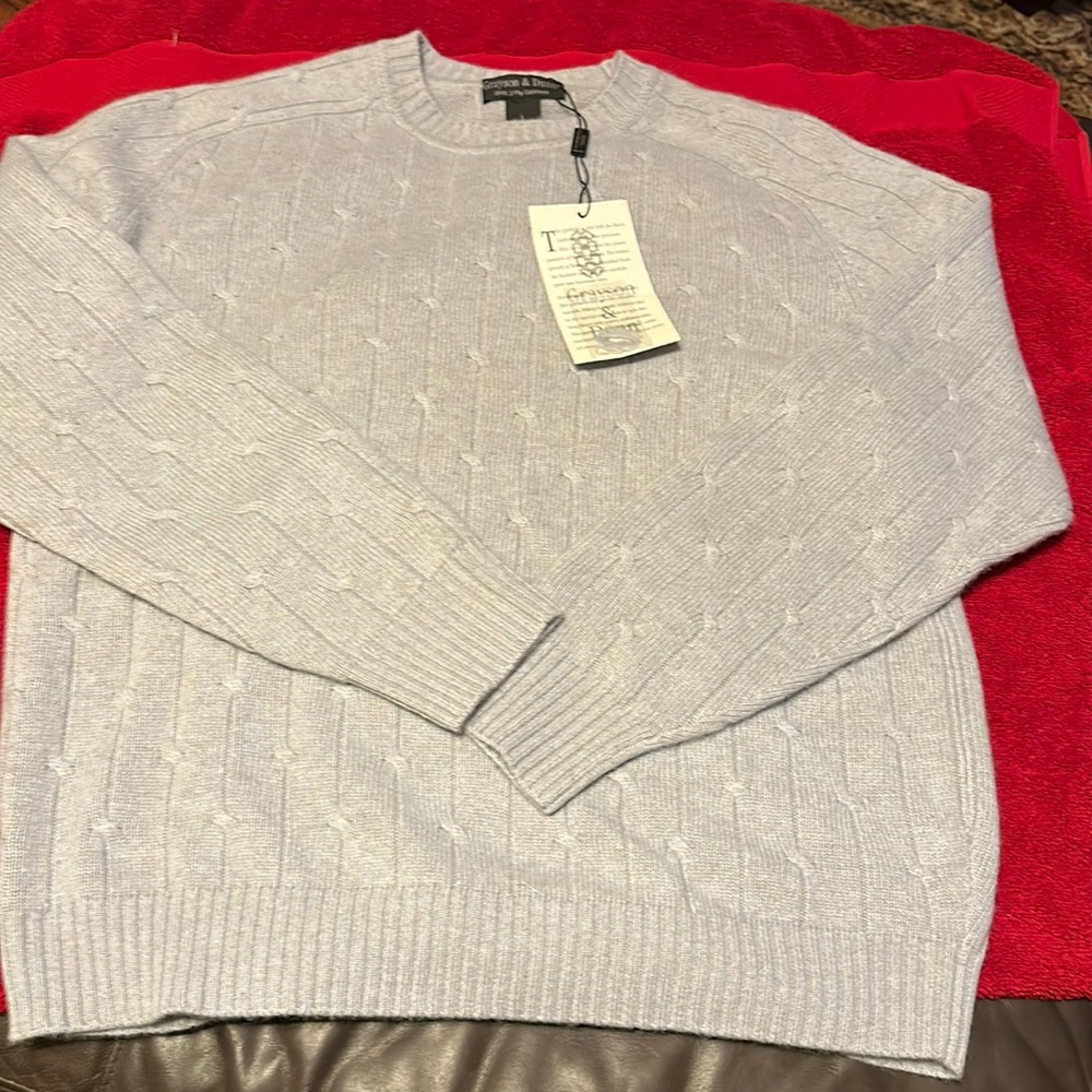 Grayson & Dunn 100% Cashmere Cable Knit Sweater Men Size XXL Pullover Crewneck.